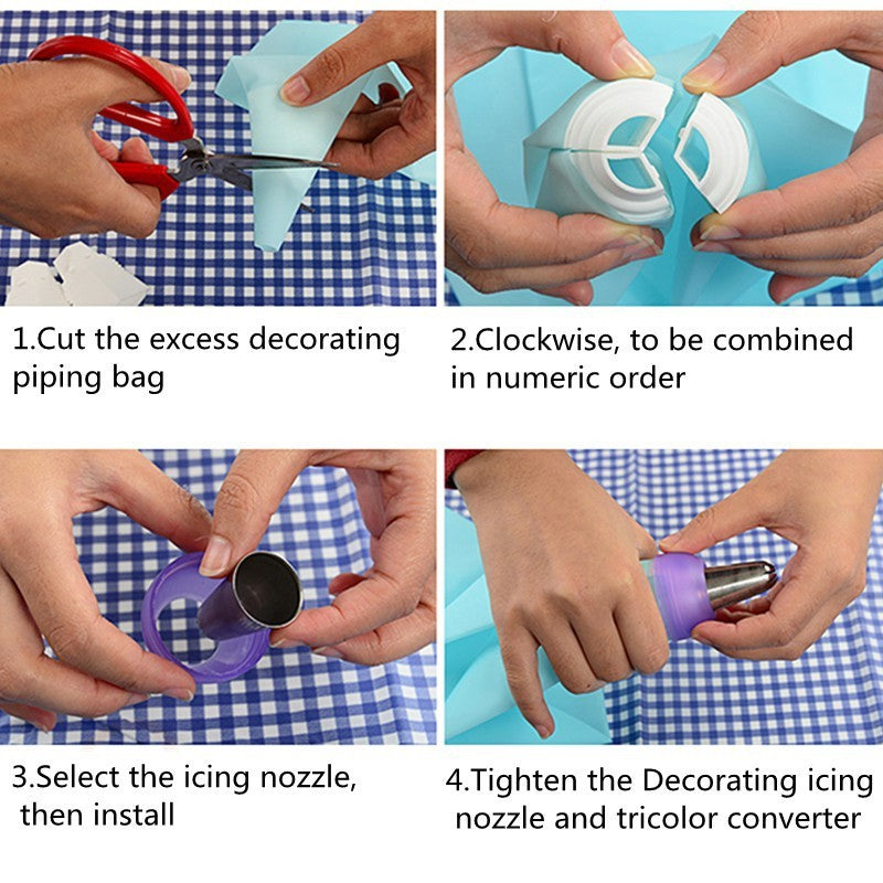 3-Color Icing Piping Bag Nozzle Converter