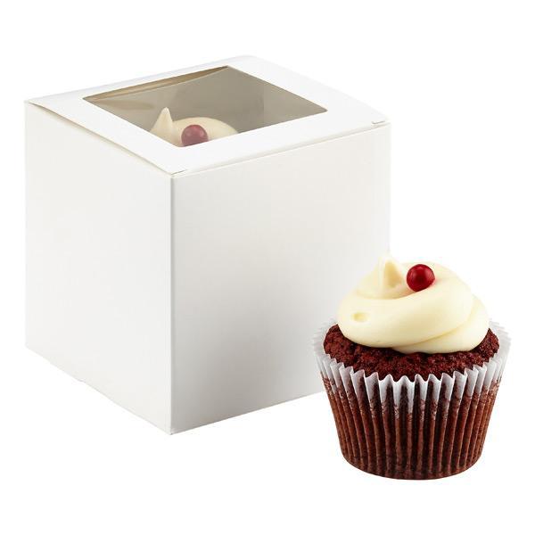 White Cupcake Box with Window – 4 × 4 × 4 in