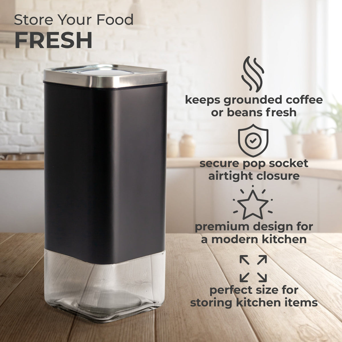 16 oz Square Glass Food Storage Canister
