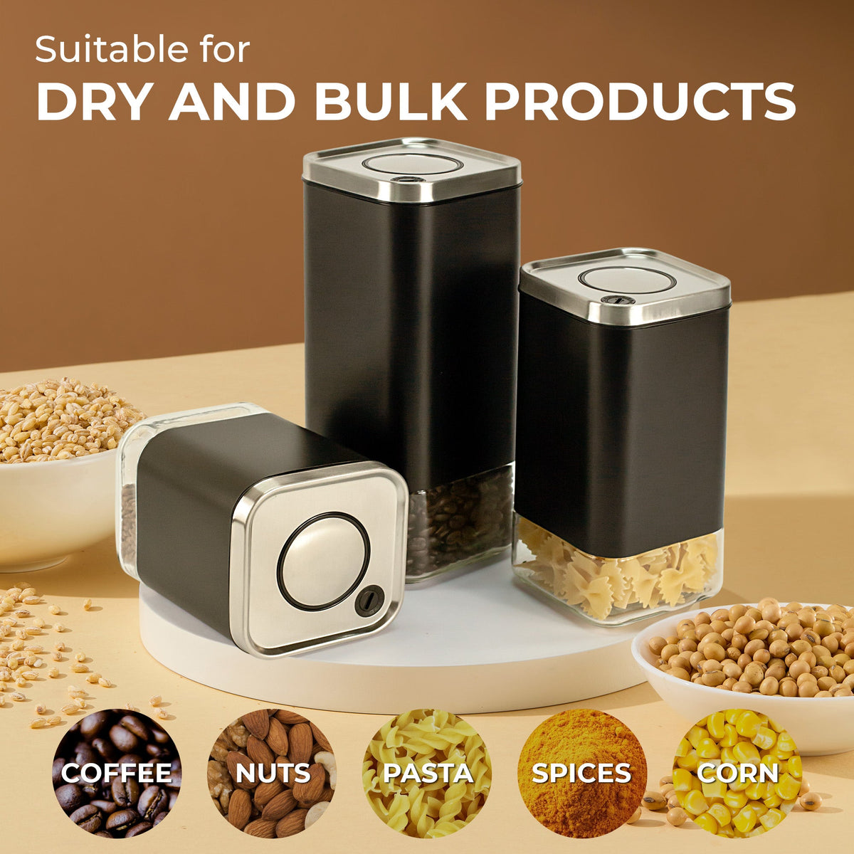 16 oz Square Glass Food Storage Canister